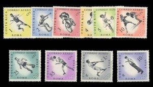 Costa Rica #C303-312 Cat$15.65, 1960 Olympics, complete set, never hinged