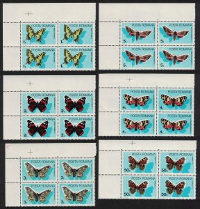 Romania Butterflies 6v Corner Blocks of 4 1985 MNH SG#4946-4951 MI#4159-4164