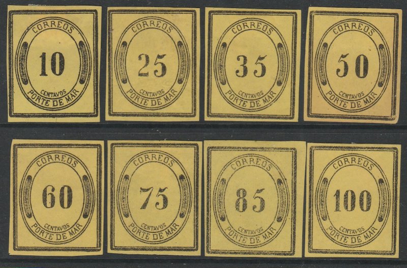 MEXICO (JX1-JX8), PORTE DE MAR, NEVER ISSUED SET MIXED COND. UNUSED, H OG/NG VF