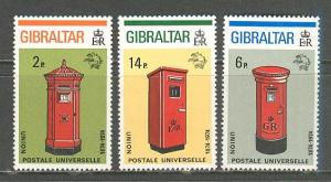 GIBRALTAR Sc# 307 - 309 MNH FVF Set of 3 UPU Pillar Boxes