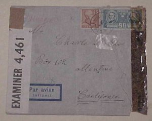 SWEDEN DOUBLE CENSOR COVER   1943 TO USA