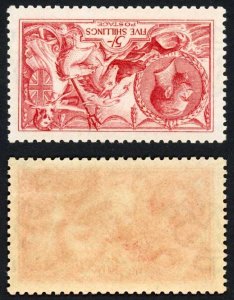 SG409Wi 1915 DLR 5/- Bright Carmine Wmk INVERTED U/M RARE Cat 6750 pounds