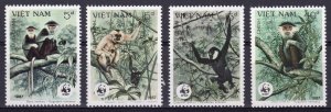 Vietnam 1987 Sc# 1761/1764  Wild animals Mammals WWF Monkeys Set (4) MNH