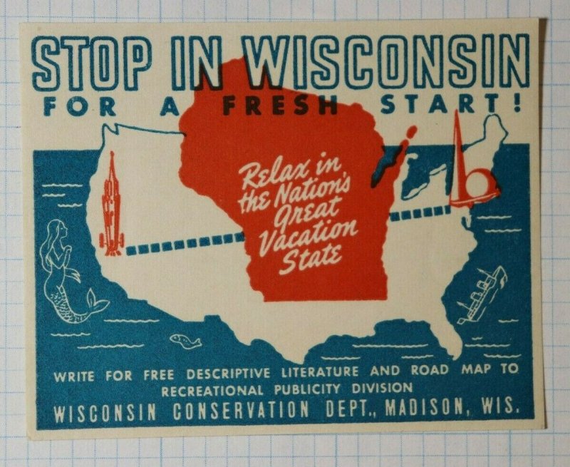 Stop In Wisconsin Nations Great Vacation State Tourism Ad Poster Stamp