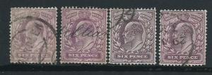 GB Edward VII 6d purple  shades SG 246,  297 range by 4 U...