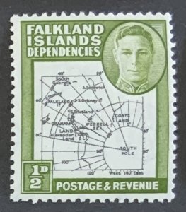 FALKLAND ISLANDS DEPENDENCIES 1946 THICK MAP 1/2d SG1 LIGHTLY MOUNTED MINT