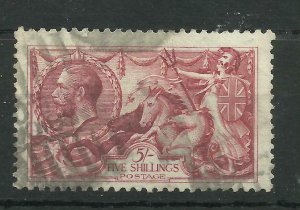 GB 1918 Sg 416, 5/- Rose Red Bradbury Seahorse, Average used. { AV1000-48}