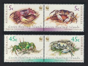 Cocos (Keeling) Is. WWF Crabs 4v in pairs 2000 MNH SC#333-334 a-b