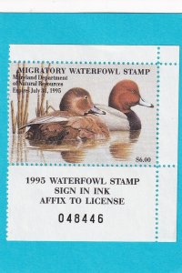 MARYLAND 21 DUCK STAMP MNH OG W/ TAB
