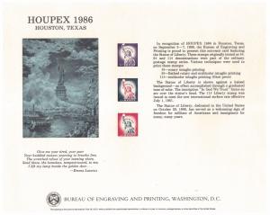 {BJ Stamps} BEP B-97 Souvenir Card Houpex 1986, unused w/envelope