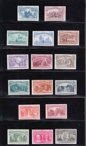 US 230P4-245P4 Columbian Issue Plate Proofs on Card VF-XF SCV $2110 (004)