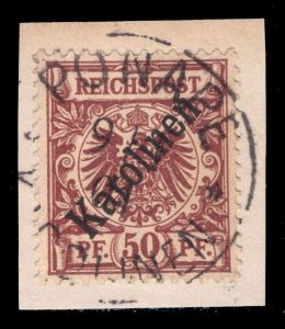 MOMEN: GERMAN COLONIES CAROLINE SC #6a 48 DEG 1899 USED BASEL CERT LOT #67604