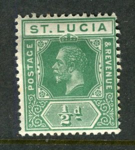 ST.LUCIA; 1912 early GV issue fine Mint hinged Shade of 1/2d. value