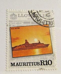 MAURITIUS Sc #590, R10, MS Astor ship, boat, postage stamp, Fine + 