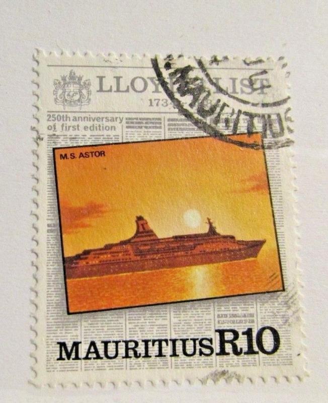 MAURITIUS Sc #590, R10, MS Astor ship, boat, postage stamp, Fine + 