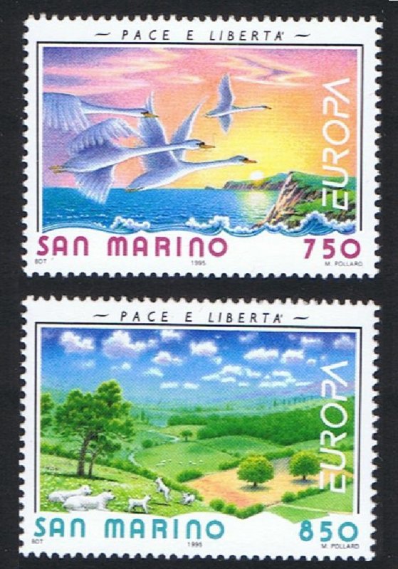 San Marino Mute Swan Birds Europa CEPT 2v 1995 MNH SC#1328-1329 SG#1513-1514