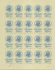 Presidential Libraries 50 Years Sheet of Twenty 37 Cent Postage Stamp Scott 3930