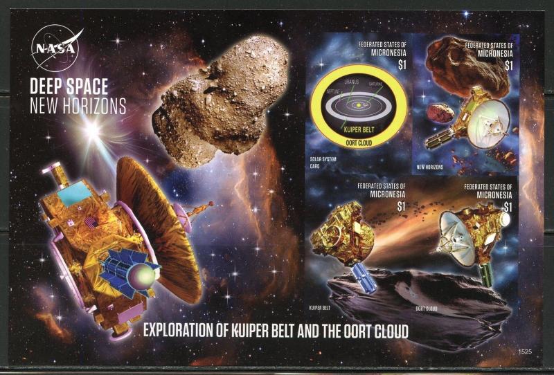 NEVER BEFORE OFFERED RARE MICRONESIA DEEP SPACE NEW HORIZONS SHEET  IMPERFORATE