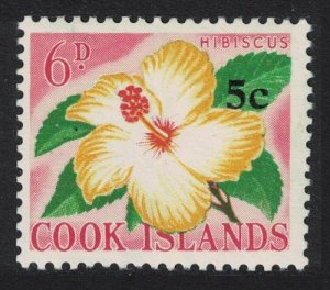 Cook Is. Hibiscus Ovpt 5c on 6d 1967 MNH SG#211