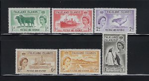 FALKLAND IS. SCOTT #122-127 1955-57 QEII SET-  MINT NEVER HINGED