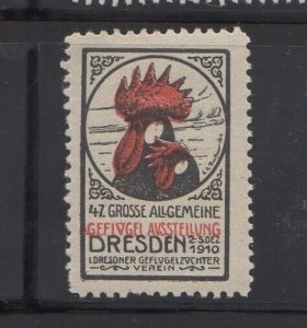 German Advertising Stamp - 1910 Dresden Poultry Exhibition - MNH