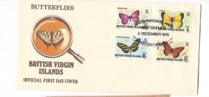 British Virgin Islands 1978 Butterflies set of 4 on Cacheted FDC (bab)