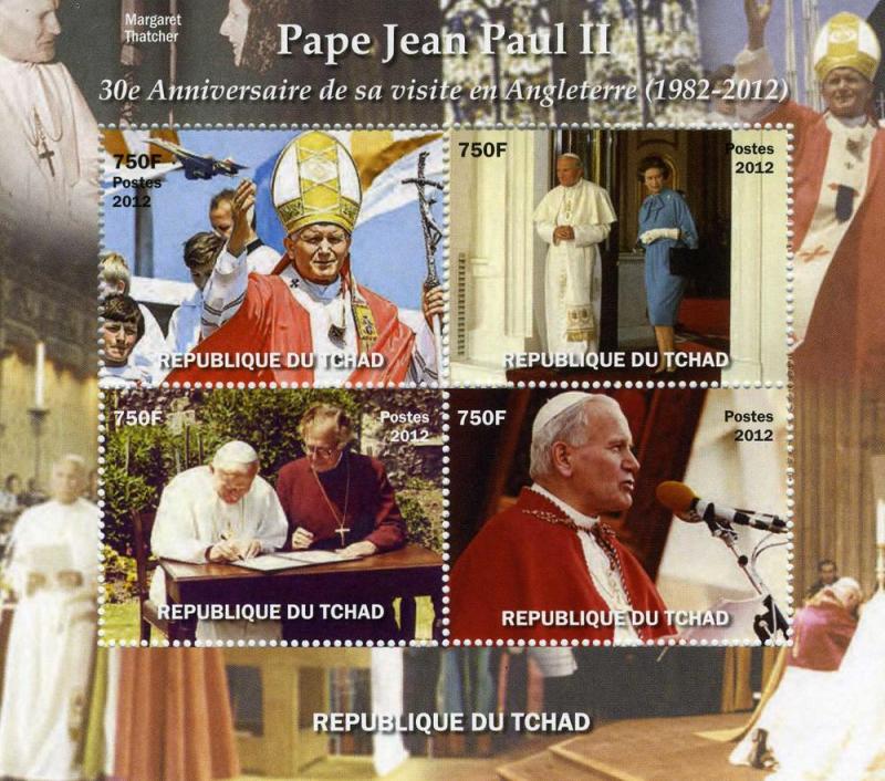 Chad 2012 CONCORDE Pope John Paul II visit England s/s Perforated Mint (NH)