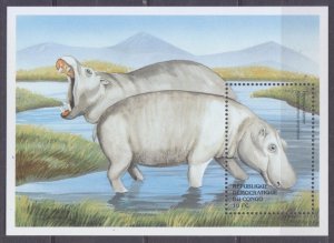 2000 Congo Kinshasa 1437/B87 Fauna - Hippopotamus 9,00 €