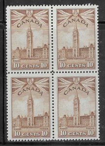 Canada #257  10c  Parliment Building block of 4  (MNH) CV $28.00