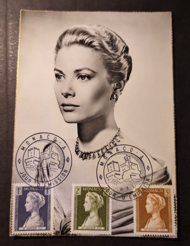 1957 French Monaco Postcard First Day Cover FDC Princess Grace of Monaco