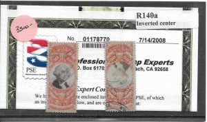 30c Internal Revenue, Sc # R140a, Inverted Center, used w/ PSE Cert (60522)