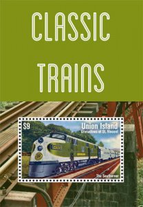 Union Island 2014 - Classic Trains - Stamp Souvenir sheet - MNH