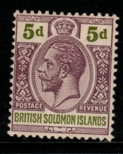 BRITISH SOLOMON IS. SG30 1914 5d DULL PURPLE & OLIVE-GREEN MTD MINT 