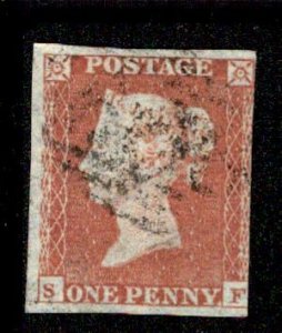 Great Britain #3 Penny Red Imperf Used Lettered SF USD18.00