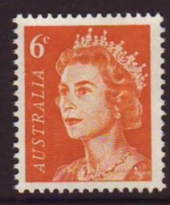 Australia 1970 Sc#401A, SG#387a 6c Orange Queen Elizabeth USED-XF...