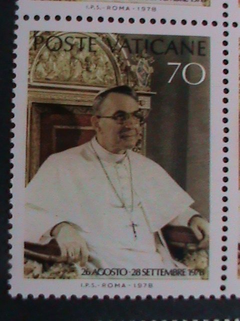 ​VATICAN CITY-1978 SC# 641-4 POPE JOHN PAUL I  MNH BLOCK OF 4 STAMPS-VERY FINE