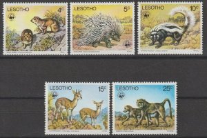 LESOTHO 1977 WWF SG 329/33 MNH