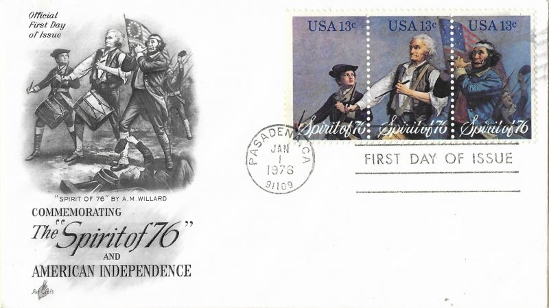 1976 FDC, #1631a, 13c Spirit of 76, Art Craft