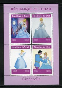 CHAD  2019 DISNEY CINDERELLA SHEET(4) MINT NEVER HINGED