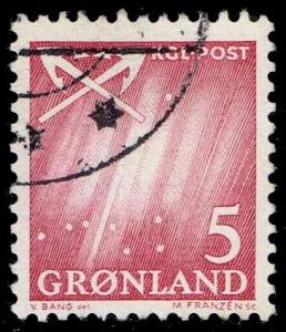 Greenland #49 Northern Lights - Crossed Anchors; Used (0.35)