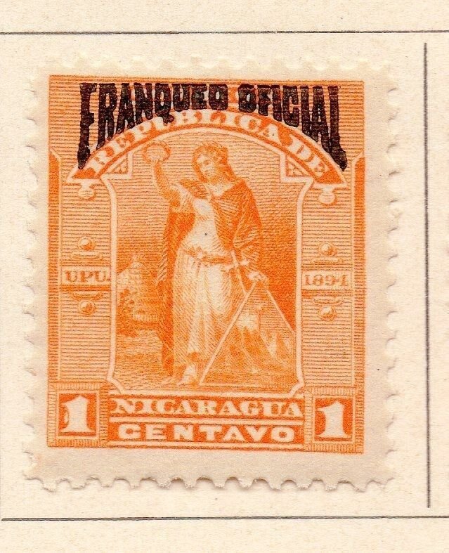 Nicaragua 1894 Early Issue Fine Mint Hinged Optd Franqueo Official 1c. 155288