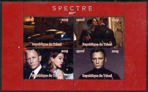 CHAD - 2015 - Spectre, James Bond - Perf 4v Sheet #1 - MNH - Private Issue