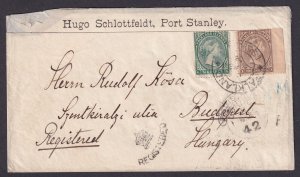 Falkland Islands (SG 3-4) 1901 registered cover to BUDAPEST, HUNGARY (rough top)