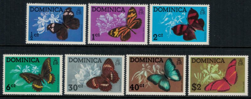 Dominica #427-33a* NH  CV $10.75 Butterflies complete set & Souvenir sheet
