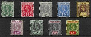 VIRGIN ISLANDS SG69/77 1913-9 DIE I SET MTD MINT 