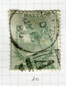 MALTA; 1885 early classic QV Crown CA issue fine used 1/2d. value