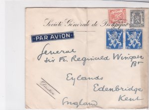 General Sir Francis Reginald Wingate 1947 Airmail  Belgium Stamps Cover R 17336
