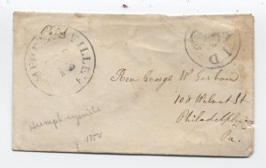 1850s Humphreysville CT stampless large paid 3 in circle rate [6203.6]