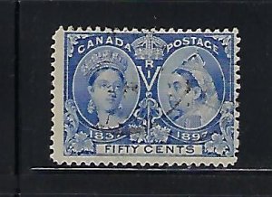 CANADA SCOTT #60 1897 VICTORIA JUBILEE 50 CENTS ( ULTRA) - USED