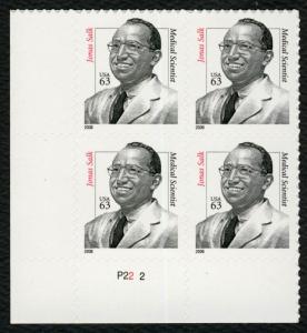 #3428 63c Jonas Salk, Plate Block [P222 LL], Mint **ANY 5=FREE SHIPPING**